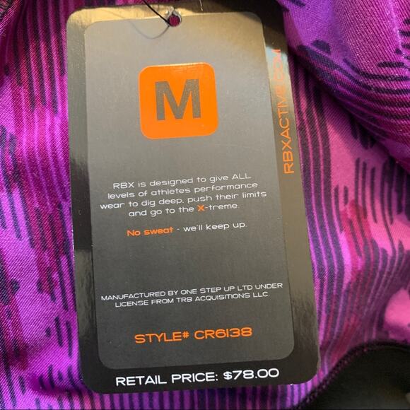 RBX Workout Running Leggings Black Mesh & Pink Purple Medium NWT - Picture 9 of 12
